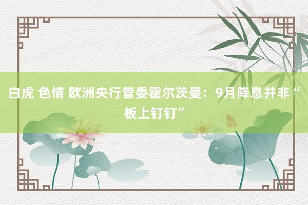 白虎 色情 欧洲央行管委霍尔茨曼：9月降息并非“板上钉钉”